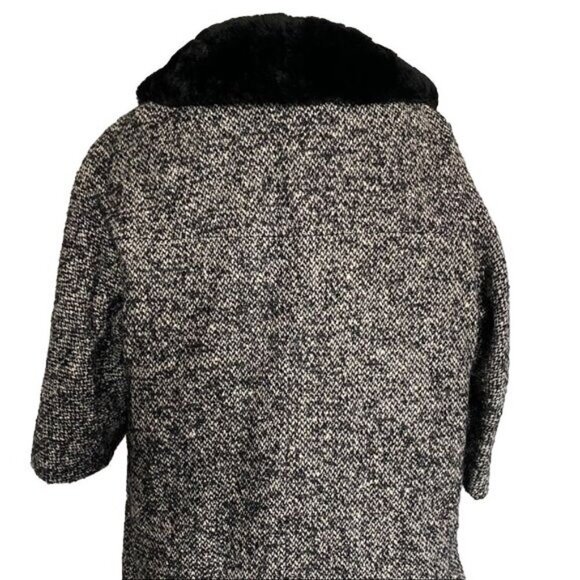 Vintage Livingston Bros Berriege Wool Fur Coat Black & White Fur CollarJacket Si - Picture 10 of 11